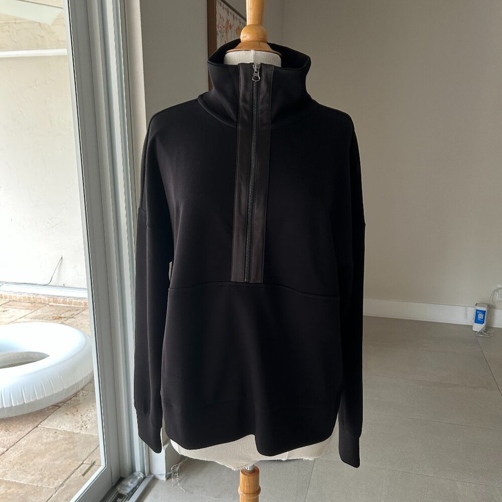 Women's Simply Vera Vera Wang Satin Trim Scuba Half-Zip Pullover Size XL Like